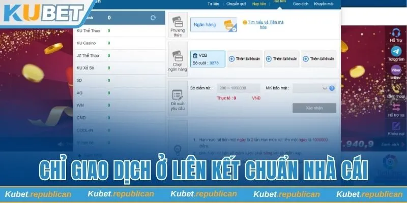 Chỉ giao dịch ở liên kết chuẩn nhà cái
